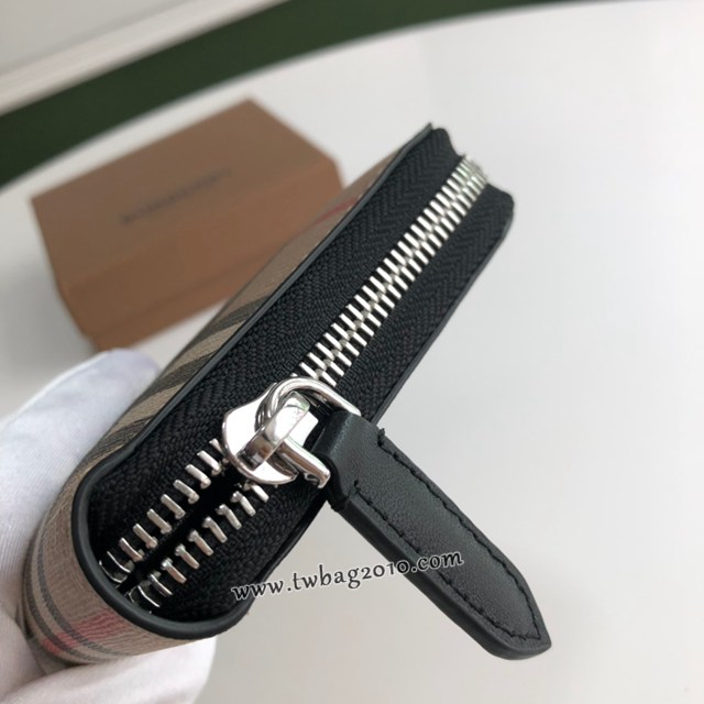 Burberry專門店新款錢包 巴寶莉Vintage格紋環保帆布全拉鏈錢夾 yxb1317